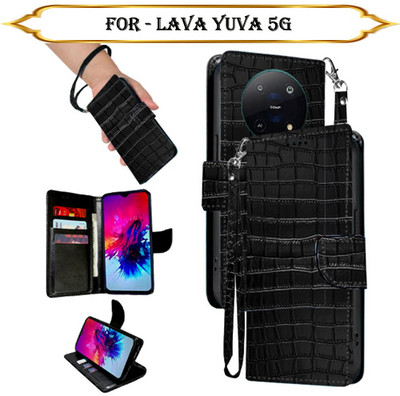Asmart Flip Cover for Lava Yuva 5G(Black, Pack of: 1)