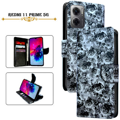 Cutemart Flip Cover for Redmi 11 Prime 5G(Black, Pack of: 1)