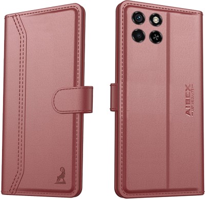 AIBEX Flip Cover for Itel S23 4G|Vegan PU Leather |Foldable Stand & Pocket |Magnetic Closure(Brown, Cases with Holder, Pack of: 1)