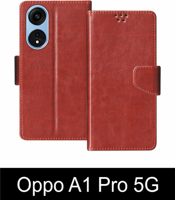 SBMS Flip Cover for Oppo A1 Pro 5G(Brown, Shock Proof, Pack of: 1)