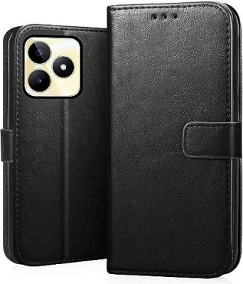 Loopee Flip Cover for Realme Narzo N53, RMX3761 leather with card pocket(Black, Grip Case, Pack of: 1)