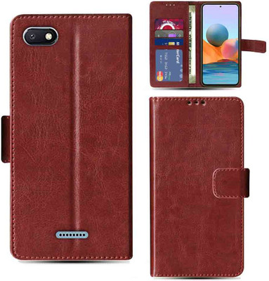 Kalua Mall Flip Cover for Redmi 6A phone flip cover | Redmi M1804C3CG phone flip cover | Brown(Brown, Magnetic Case, Pack of: 1)