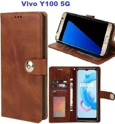 Aarov Flip Cover for Vivo Y100 5G, Vivo Y100A, Vivo T2 5G(Brown, Shock Proof, Pack of: 1)