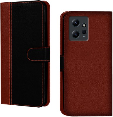 HUPSHY Flip Cover for Mi REDMI Note 12, REDMI Note 12 4g(Black, Brown, Dual Protection, Pack of: 1)