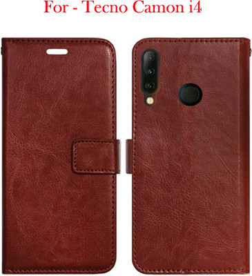 Toklot Flip Cover for Tecno Camon i4(Brown, Pack of: 1)