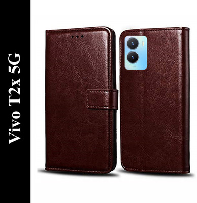 Cockcrow Flip Cover for Vivo T2x 5G(Brown, Shock Proof, Pack of: 1)