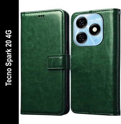 Casotec Flip Cover for Tecno Spark 20 4G(Green, Pack of: 1)