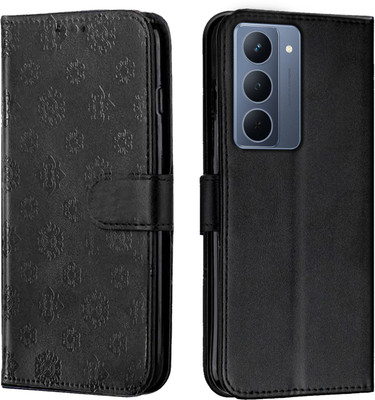Ascensify Flip Cover for Realme P3x 5G Floral Pattern, Magnetic Closure, Shockproof Wallet Case(Black, Card Holder, Pack of: 1)