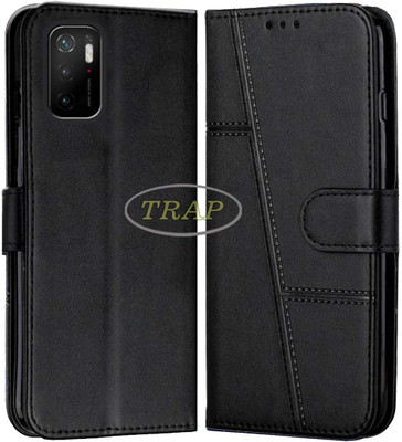 Trap Premium Flip Cover Flip Cover for Poco M3 Pro 5G (M2103K19Pg)(Black, Cases with Holder, Pack of: 1)