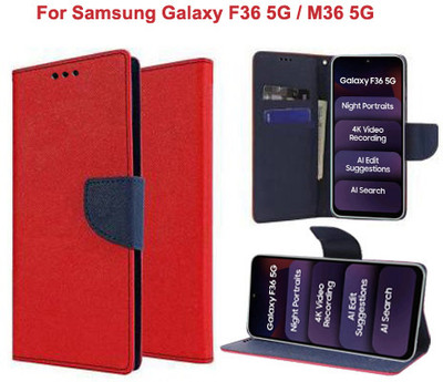 Carnage Flip Cover for Samsung Galaxy F36 5G, Samsung Galaxy M36 5G(Red, Cases with Holder, Pack of: 1)