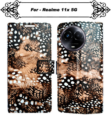 Asmart Flip Cover for Realme 11x 5G(Brown, Pack of: 1)