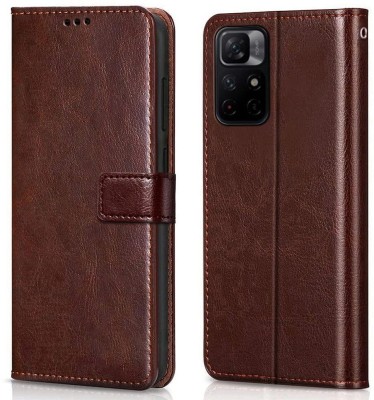 SUCH Flip Cover for Back Cover for Redmi Note 11T 5G (Brown, Dual Protection, Pack of: 1)(Brown, Cases with Holder)