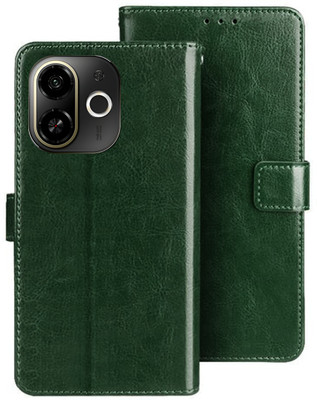 Kalua Mall Flip Cover for Tecno Spark 30C 5G | KL8h flip case | Inside TPU with Card Pockets | Wallet Stand | Green(Green, Magnetic Case, Silicon, Pack of: 1)