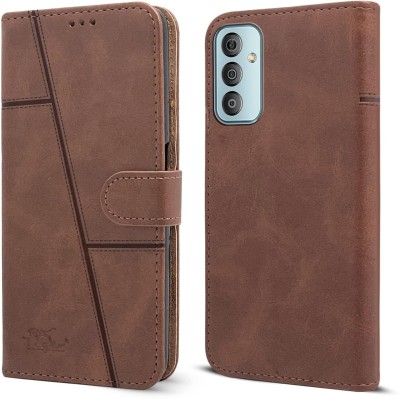 spaziogold Flip Cover for Samsung Galaxy F23 5G(Premium Leather Material | Built-in Stand | Card Slots and Wallet)(Brown, Dual Protection, Pack of: 1)