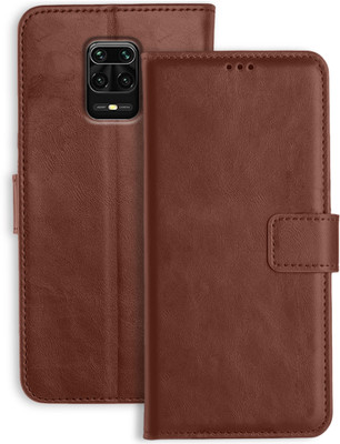 UBROS NETWORK Flip Cover for Redmi Note 10 Lite(Brown, Dual Protection, Pack of: 1)