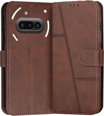 Besmon Flip Cover for Flip Cover for Flip Cover for Nothing Phone 3a 5G Flip Cover Back Case Brown(Brown, Flexible, Pack of: 1)