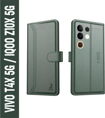 AIBEX Flip Cover for Vivo T4X 5G / iQOO Z10X 5G |Premium Leather Finish | Magnetic Closure | Kickstand Feature(Green, Magnetic Case, Pack of: 1)