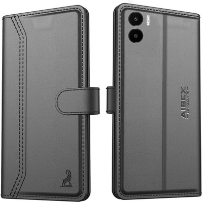 AIBEX Flip Cover for Redmi A2 2023 / Redmi A1|Premium Leather Finish | Magnetic Closure | Kickstand Feature(Black, Magnetic Case, Pack of: 1)