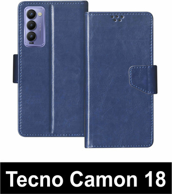 SBMS Flip Cover for Tecno Camon 18(Blue, Shock Proof, Pack of: 1)