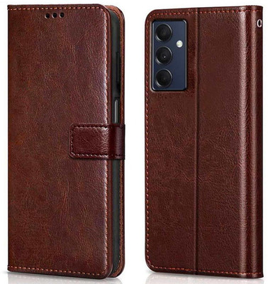 Coverphone Flip Cover for Samsung Galaxy M14 5G leather flip (Brown, Shock Proof, Pack of: 1)(Brown, Cases with Holder)