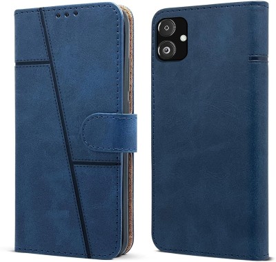 spaziogold Flip Cover for Samsung Galaxy M53 5G(Premium Leather Material | Built-in Stand | Card Slots and Wallet)(Blue, Dual Protection, Pack of: 1)