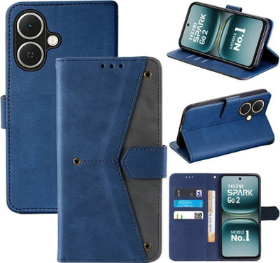 Aaghosh Flip Cover for Tecno Spark Go 2(Blue, Shock Proof, Pack of: 1)