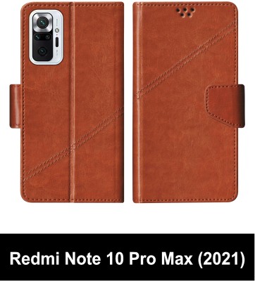 SBMS Flip Cover for Redmi Note 10 Pro Max (2021)(Brown, Shock Proof, Pack of: 1)