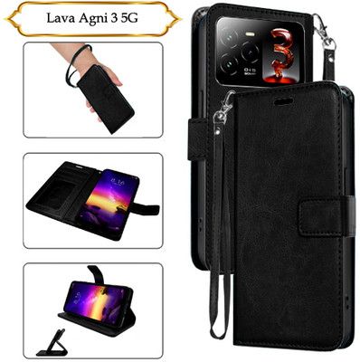 PARGO Flip Cover for Lava Agni 3 5G(Black, Pack of: 1)