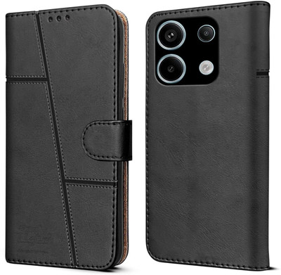 spaziogold Flip Cover for Mi Redmi Note 13 Pro 5G(Premium Leather Material | Built-in Stand | Card Slots and Wallet)(Black, Dual Protection, Pack of: 1)