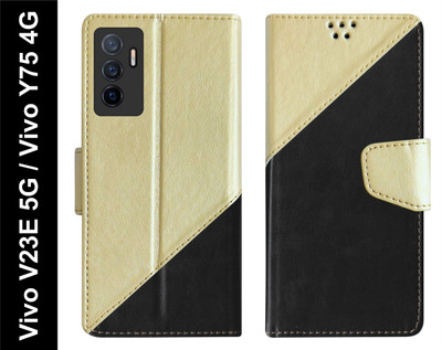 SBMS Flip Cover for Vivo V23E 5G / Vivo Y75 4G Back Cover Case with Magnatic Closure(Black, Shock Proof, Pack of: 1)