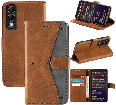 Aaghosh Flip Cover for OPPO K13x 5G(Brown, Shock Proof, Pack of: 1)