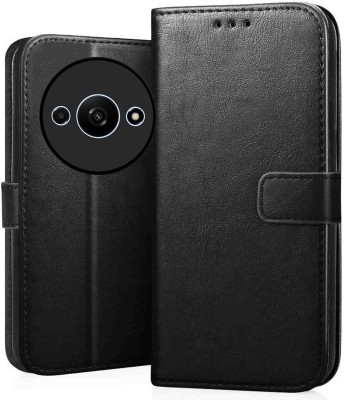 THE JUMP START STORE Flip Cover for Redmi A3&Poco C61 Vegan Leather Protective Shockproof Bumper Flip Wallet Diary Cover Case(Black, Shock Proof, Pack of: 1)