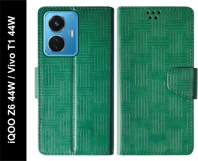 Telecase Flip Cover for iQOO Z6 44W / Vivo T1 44W Back Cover Case with Magnatic Closure(Green, Shock Proof, Pack of: 1)