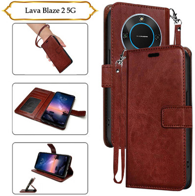 Cutemart Flip Cover for Lava Blaze 2 5G(Brown, Pack of: 1)