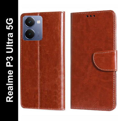 Wynhard Flip Cover for Realme P3 Ultra 5G(Brown, Grip Case, Pack of: 1)