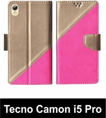 korumacase Flip Cover for Tecno Camon i5 Pro Multicolor(Pink, Shock Proof, Pack of: 1)