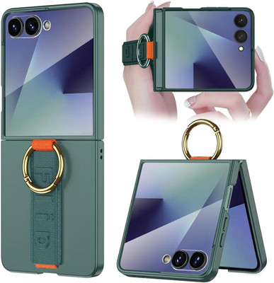 FlexArmor Flip Cover for Samsung Galaxy Z Flip 7 Case: Hinge/ Grip Band , Wireless Charge, Screen protector(Green, Band, Pack of: 1)