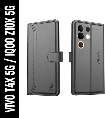 AIBEX Flip Cover for Vivo T4X 5G / iQOO Z10X 5G |Premium Leather Finish | Magnetic Closure | Kickstand Feature(Black, Magnetic Case, Pack of: 1)