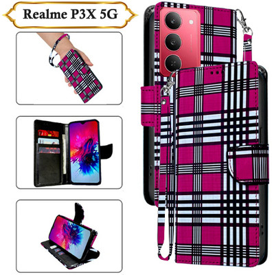 Cutemart Flip Cover for Realme P3X 5G(Pink, Pack of: 1)