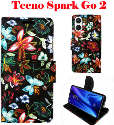 Realgo Flip Cover for Tecno Spark Go 2(Black, Pack of: 1)