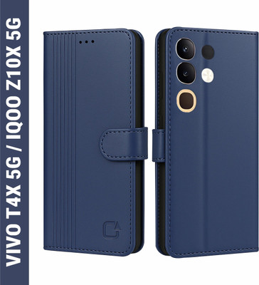 AIBEX Flip Cover for Vivo Y31 Pro 5G / Vivo T4X 5G / IQOO Z10X 5G|Inbuilt Wallet & Card Slots|Premium Leather(Blue, Card Holder, Pack of: 1)