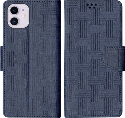Telecase Flip Cover for Apple iPhone 11 Mat Black(Blue, Pack of: 1)