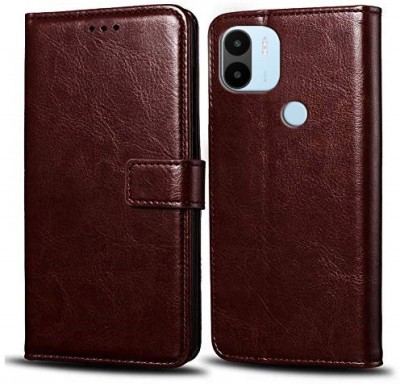 Flocculent Flip Cover for POCO C50, POCO C51, Redmi A1 Plus, Redmi A2 Plus(Brown, Shock Proof, Pack of: 1)