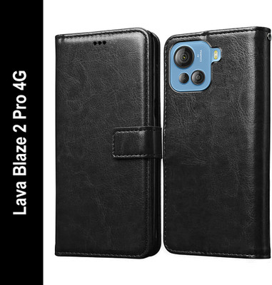 Casotec Flip Cover for Lava Blaze 2 Pro 4G(Black, Pack of: 1)