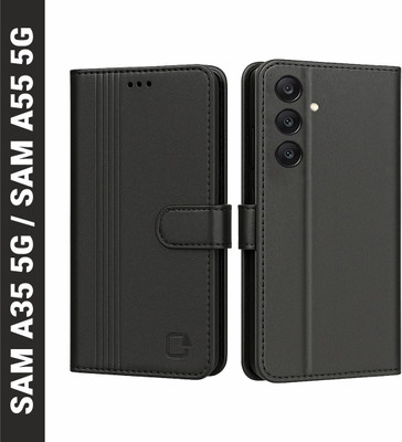AIBEX Flip Cover for Samsung Galaxy A35 5G / Samsung Galaxy A55 5G|Inbuilt Wallet & Card Slots|Premium Leather(Black, Card Holder, Pack of: 1)