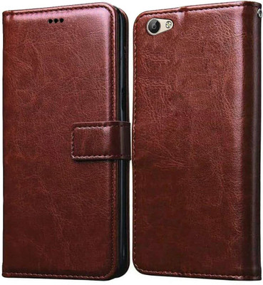 SUCH Flip Cover for Such Flip Cover for Vivo V5 4G (Brown, Dual Protection, Pack of: 1)(Brown, Card Holder)
