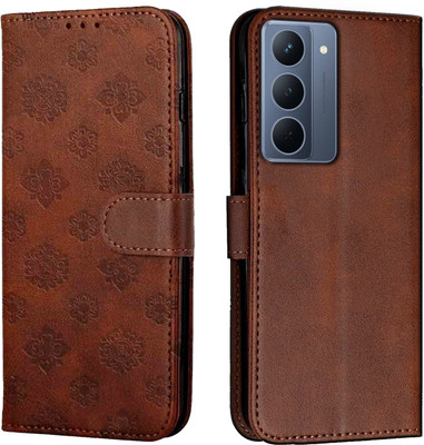 Ascensify Flip Cover for Realme P3x 5G Floral Pattern, Magnetic Closure, Shockproof Wallet Case(Brown, Card Holder, Pack of: 1)