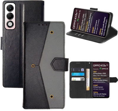 Aaghosh Flip Cover for OPPO K13x 5G(Black, Shock Proof, Pack of: 1)