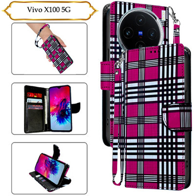 SALGO Flip Cover for Vivo X100 5G(Pink, Pack of: 1)
