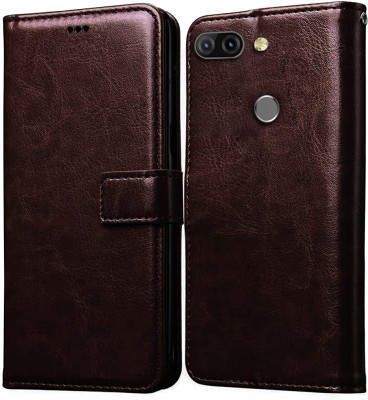 Never Late Flip Cover for Infinix Hot 6 Pro(Brown, Grip Case, Pack of: 1)